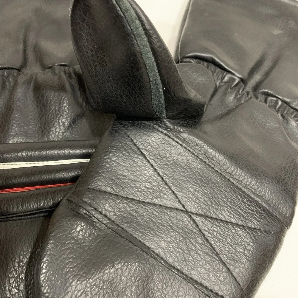 Vintage Mittens Black Red White Strips Mittens Glove THERMAL LINED One Size